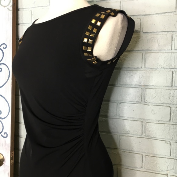 Micheal Kors Cocktail Dress Black w/Gold Studs Sm - Picture 5 of 13